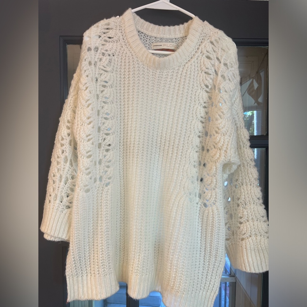 Anthropologie Pilcro White Knit Sweater Size Small